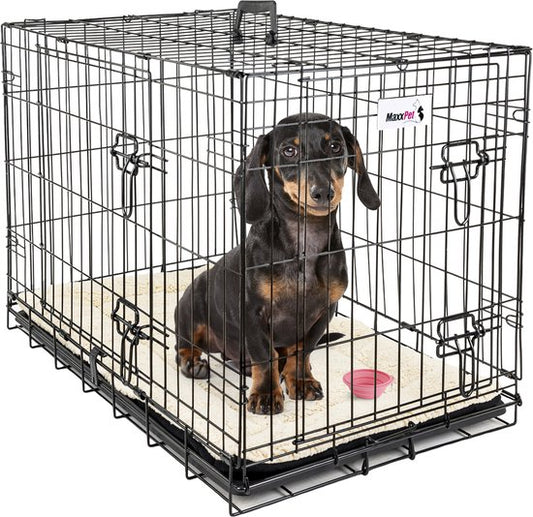 MaxxPet Hondenbench - Bench - Bench voor honden - Hondenbench Opvouwbaar - Incl. Plaid & drinkbakje - 76 x 48 x 53 cm