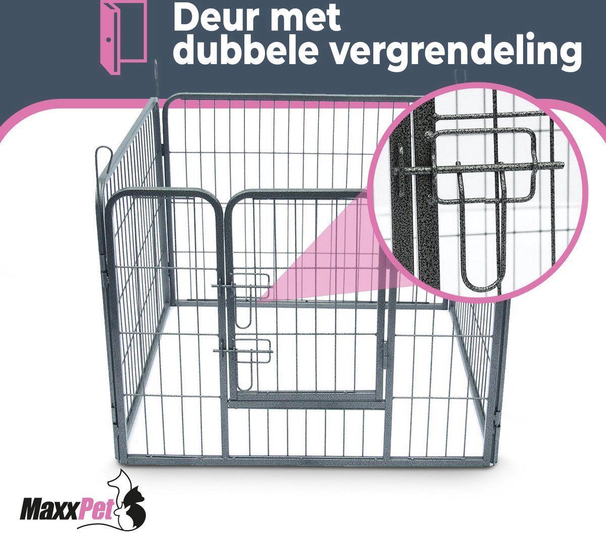 MaxxPet Puppyren - puppykennel - opvouwbaar- honden bench - puppy bench - 79x61cm - 4 delig