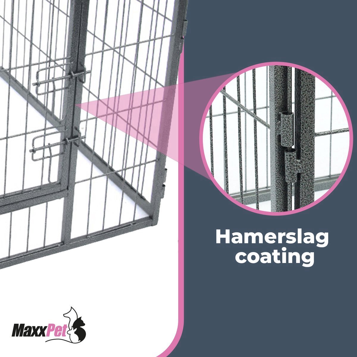 MaxxPet Puppyren - puppykennel - opvouwbaar- honden bench - puppy bench - 79x61cm - 4 delig