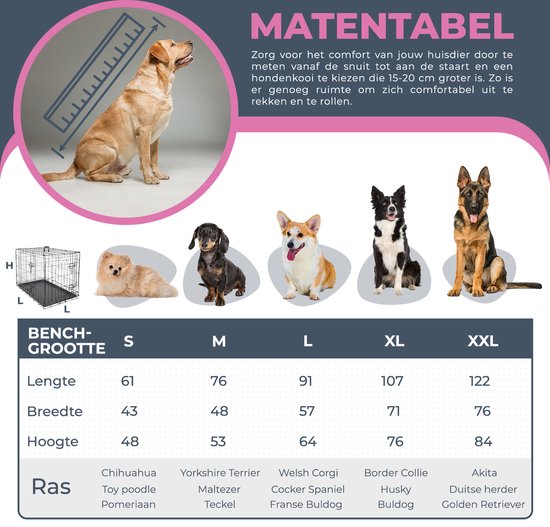 MaxxPet Hondenbench - Bench - Bench voor honden - Hondenbench Opvouwbaar - Incl. Plaid - 61 x 43 x 48 cm