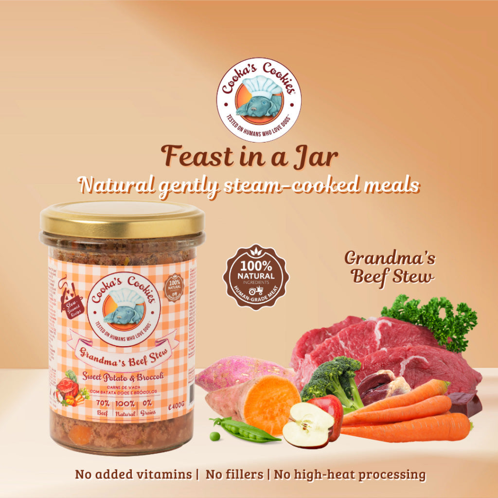 Cooka’s Cookies Ragoût de bœuf de grand-mère (aliments frais cuits à la vapeur avec du bœuf) – 400 g