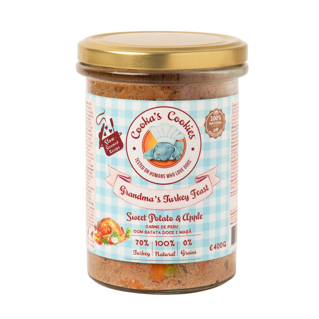 Cooka’s Cookies Festin de dinde de Mamie (nourriture fraîche cuite à la vapeur avec de la dinde) – 400 g