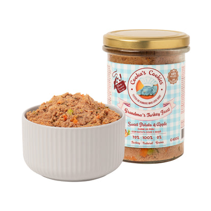 Cooka’s Cookies Festin de dinde de Mamie (nourriture fraîche cuite à la vapeur avec de la dinde) – 400 g