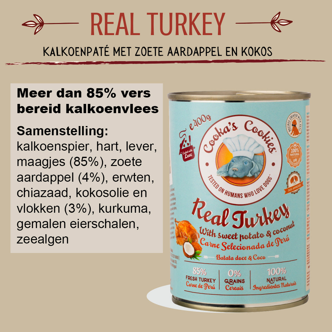 Cooka’s Cookies Dinde véritable (pâté de dinde à la patate douce et à la noix de coco) – 400 g