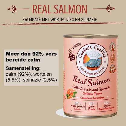 Cooka’s Cookies Véritable saumon (pâté de saumon aux carottes et aux épinards) – 400 g
