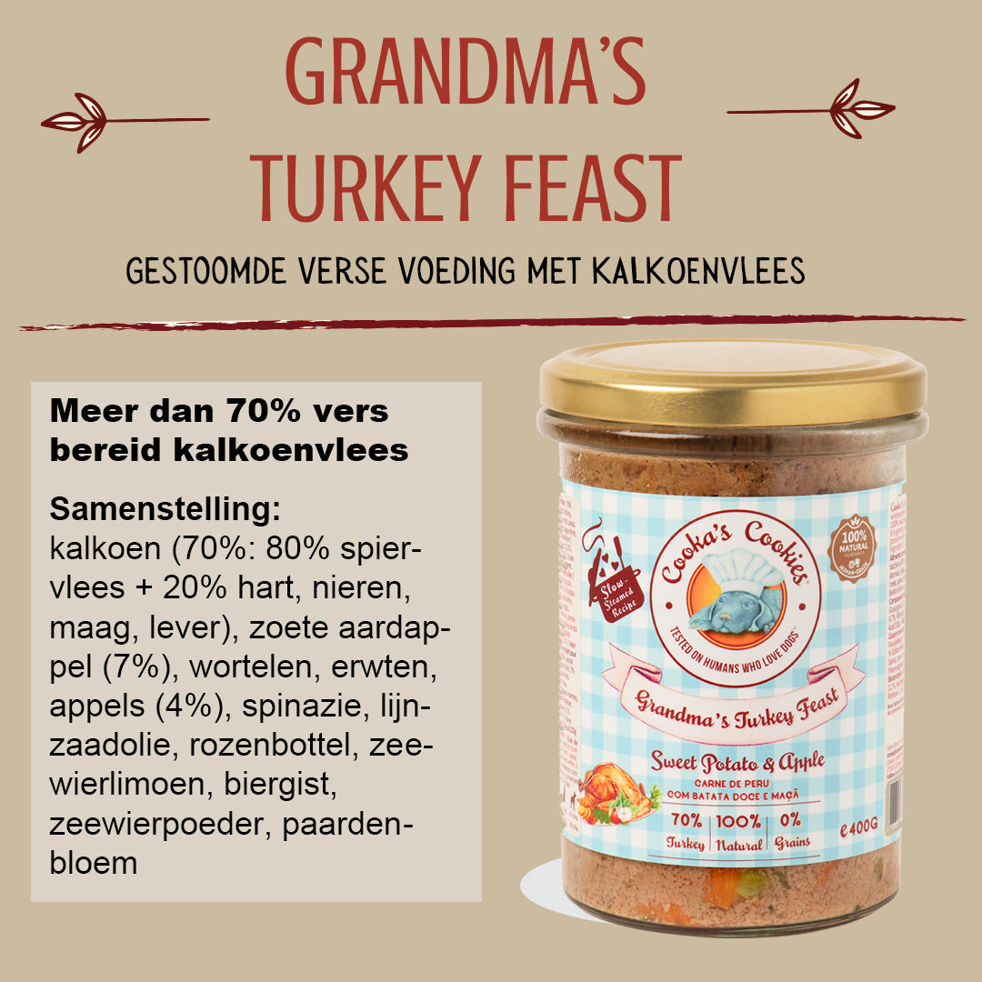 Grandma's Turkey Feast (gestoomde verse voeding met kalkoen) - 400g
