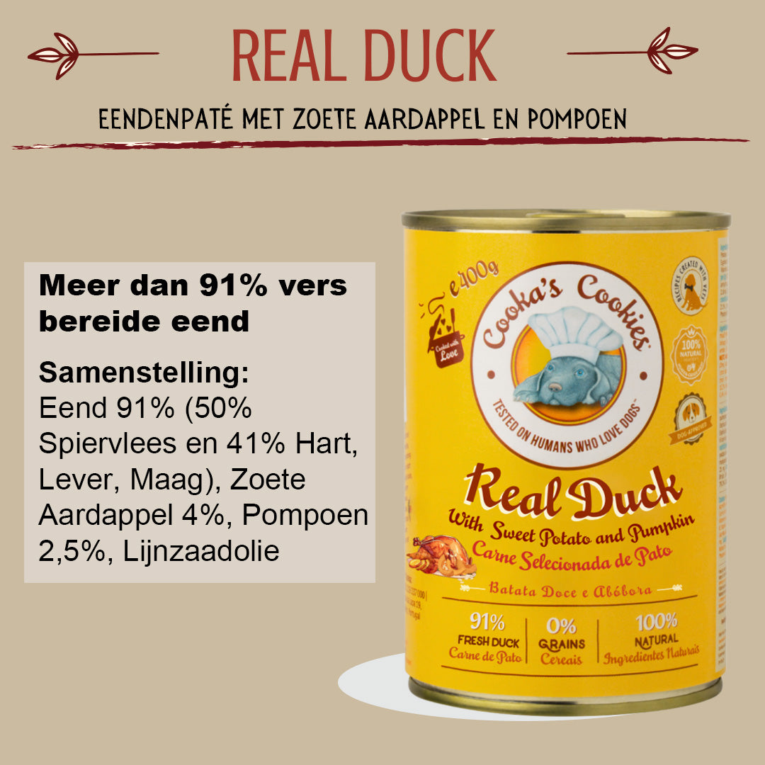 Cooka’s Cookies Véritable canard (pâté de canard avec patate douce et potiron) – 400 g