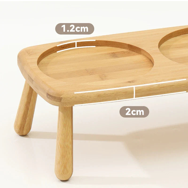 Keramische eetbak voor honden slow feeder - Wit - 850 ml - hoogwaardig keramiek en stijlvol massief hout.