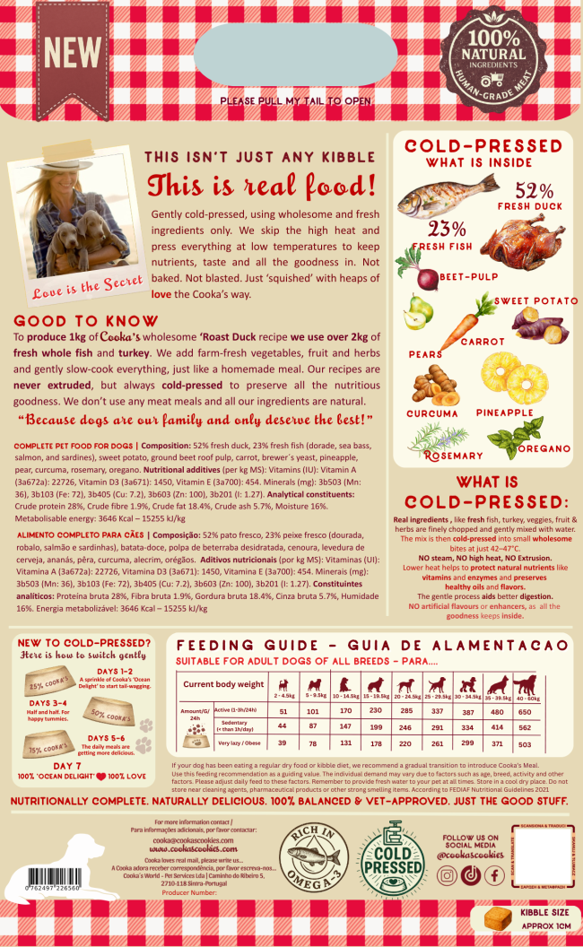 Country Roast - Volledig koudgeperst hondenvoer – Eend met zoete aardappelen en curcuma - Natuurlijk & graanvrij