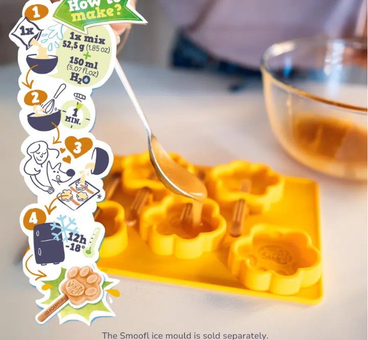 Smoofl Mélange Glace pour Chien Beurre de Cacahuète 160 grammes – Mélange Glace Rafraîchissant pour Chiens