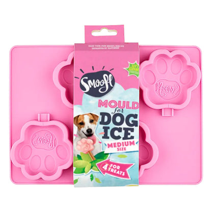 Smoofl Moule à glace en silicone pour pattes de chien pour chiens de 10-25 kg – medium (rose)
