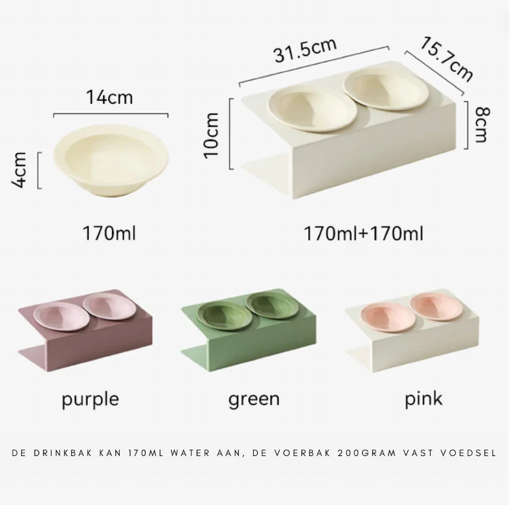 Moderne design voer- en drinkbak kat/hond-Wit