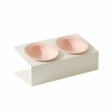 Moderne Design Voer- en Drinkbak Wit/Zalmroze