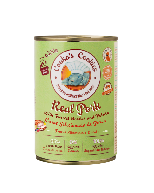 Cooka’s Cookies Véritable Porc (Pâté de porc avec pommes de terre et baies sauvages) – 400 g
