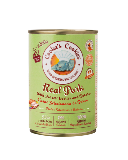 Cooka’s Cookies Véritable Porc (Pâté de porc avec pommes de terre et baies sauvages) – 400 g