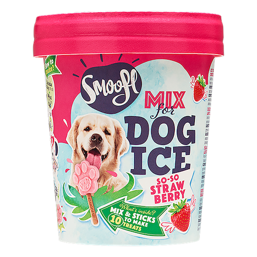 Smoofl Mélange pour Glaces pour Chiens Fraise 160 grammes – Mélange Glacé Rafraîchissant pour Chiens