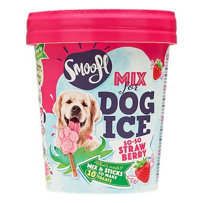 Smoofl Mélange pour Glaces pour Chiens Fraise 160 grammes – Mélange Glacé Rafraîchissant pour Chiens