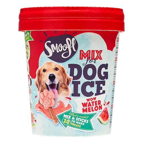 Smoofl Glace pour chiens Saveur pastèque 160 g – Préparation rafraîchissante pour glace pour chiens