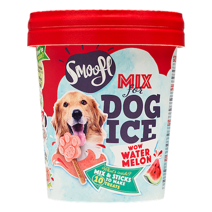 Smoofl Glace pour chiens Saveur pastèque 160 g – Préparation rafraîchissante pour glace pour chiens