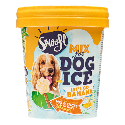 Smoofl Mélange Glace pour Chien Banane 160 grammes – Mélange Glace Rafraîchissant pour Chiens