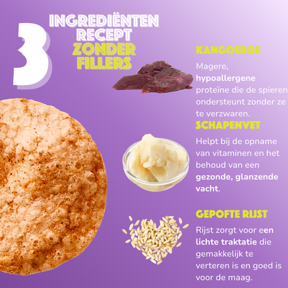 Smoofl Chips pour Chien Kangourou | Friandises pour chien hypoallergéniques et faibles en calories
