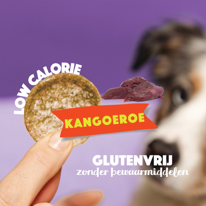 Smoofl Chips pour Chien Kangourou | Friandises pour chien hypoallergéniques et faibles en calories