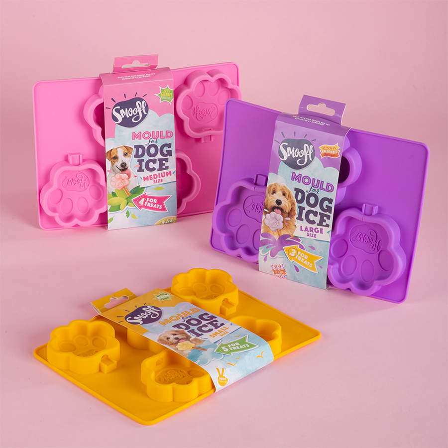 Smoofl Moule à glace en silicone en forme de patte pour chiens de 5 à 10 kg – petite taille (jaune/jaune ocre)