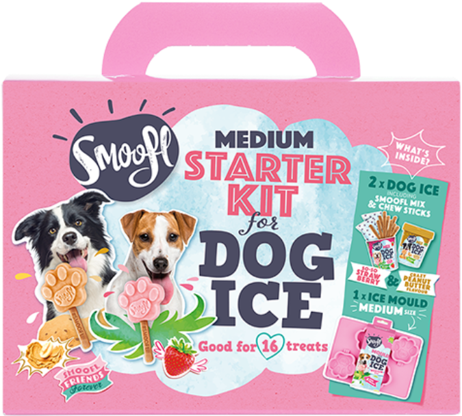Smoofl Kit de démarrage pour glaces pour chiens - medium (rose)