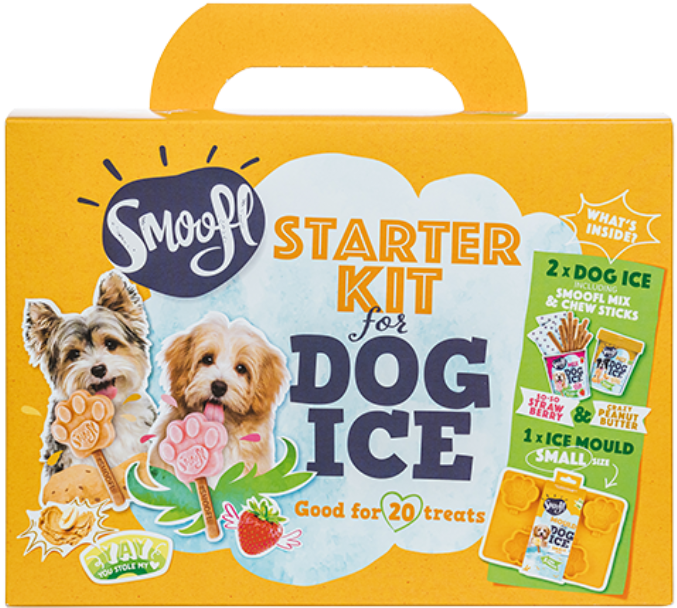 Smoofl Kit de démarrage pour glaces pour chiens - petite (jaune/ocre)