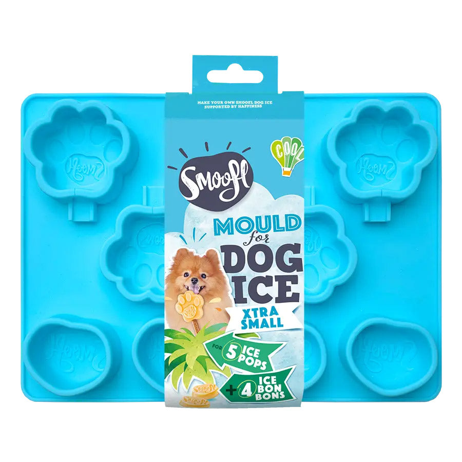Smoofl Moule à glace en silicone en forme de patte pour chiens < 5 kg – taille extra petite (bleu clair)
