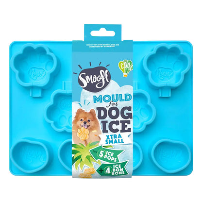 Smoofl Moule à glace en silicone en forme de patte pour chiens < 5 kg – taille extra petite (bleu clair)