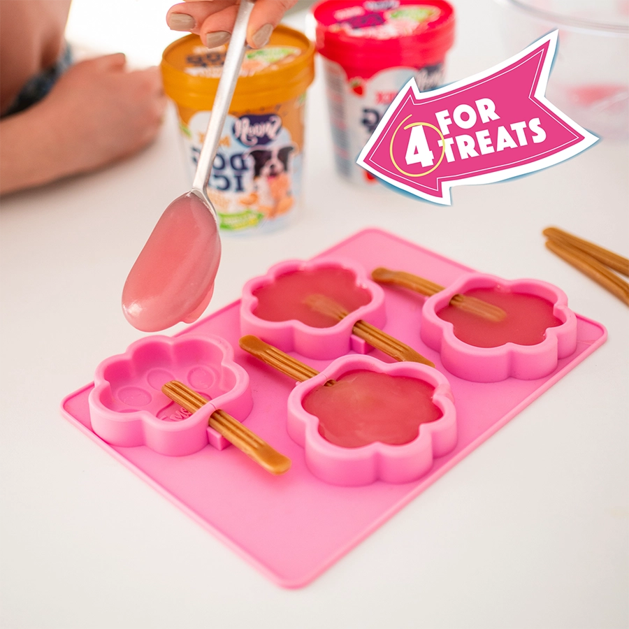 Smoofl Moule à glace en silicone pour pattes de chien pour chiens de 10-25 kg – medium (rose)