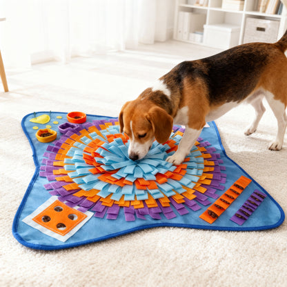 Tapis de fouille NeuroZen pour chiens (72x72 cm, Bleu) – Jeu d'exploration et stimulation mentale contre l'ennui
