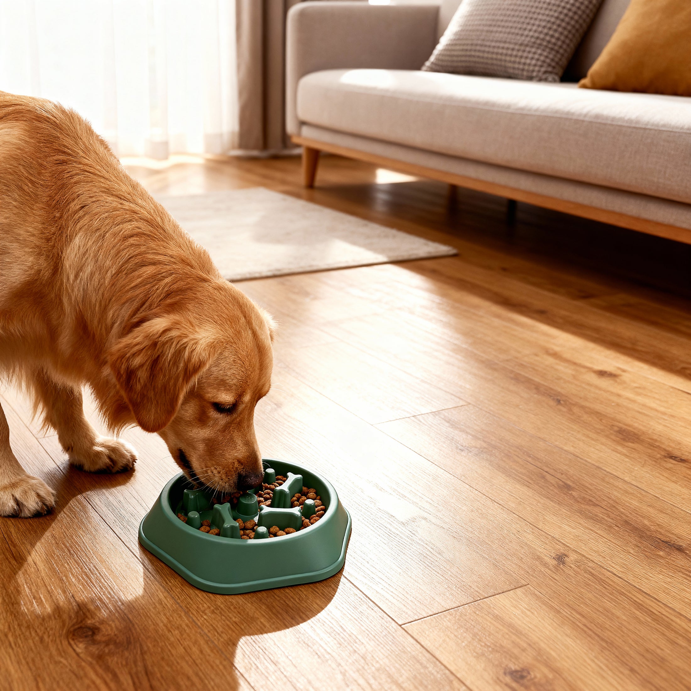 NoRush Antischrokbak, groene voerbak - Slow feeder voor een rustige eetroutine, trager eetgedrag