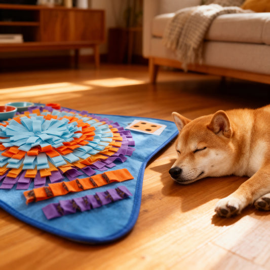 NeuroZen honden snuffelmat (blauw, 72x72cm) - Speelgoed voor mentale uitdaging en rust - Mentaal welzijn begint met snuffelplezier, zintuigelijke prikkels - stimuleert speurinstinct, vermindert stress en verveling