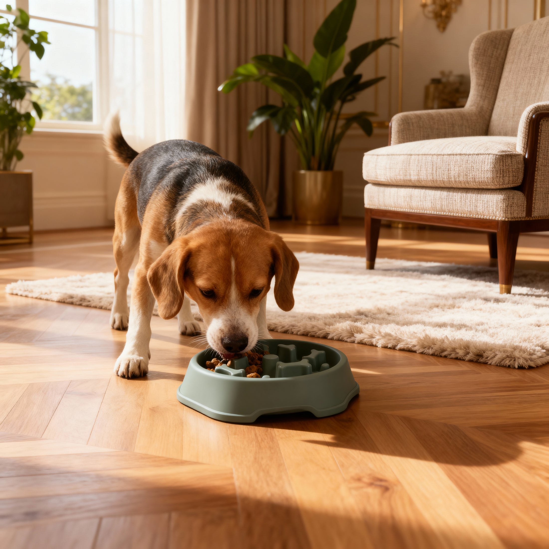 NoRush Antischrokbak, groene voerbak - Slow feeder voor een rustige eetroutine, trager eetgedrag